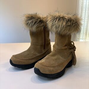 Sorel Women's Brown Northern Lite Snow Waterproof‎ Suede Faux Fur Boots Size 7.5